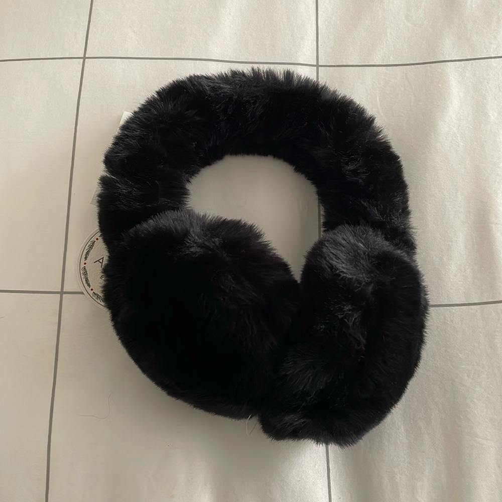 Black furry ear muffs